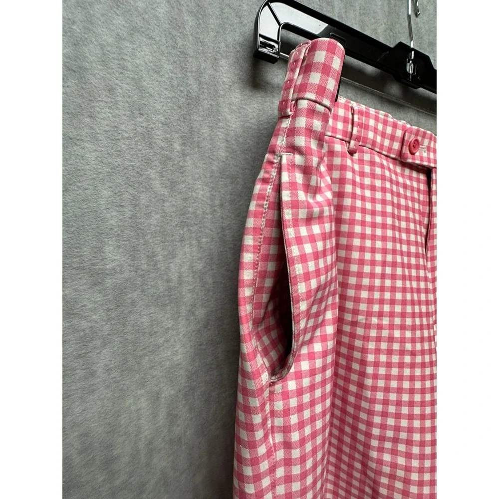 Peter Millar Gingham Golf Shorts Wicking Mens 36 Pink White  Preppy‎ Plaid